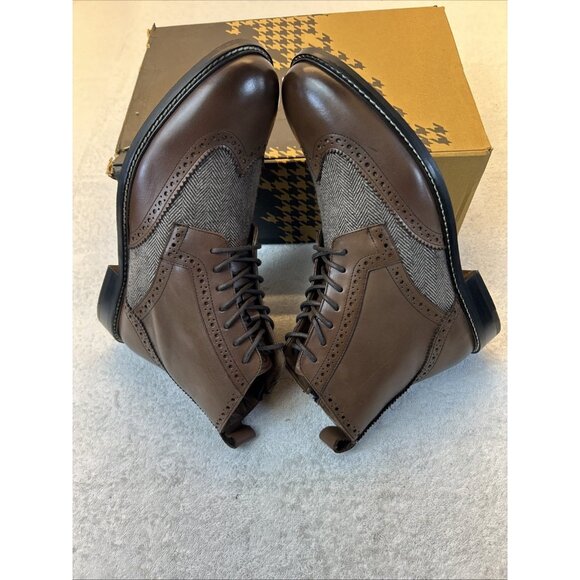 Thomas And Vine Jarret Wing Tip Brown Leather Boots Side Zip Men SZ 9.5 New main image 8